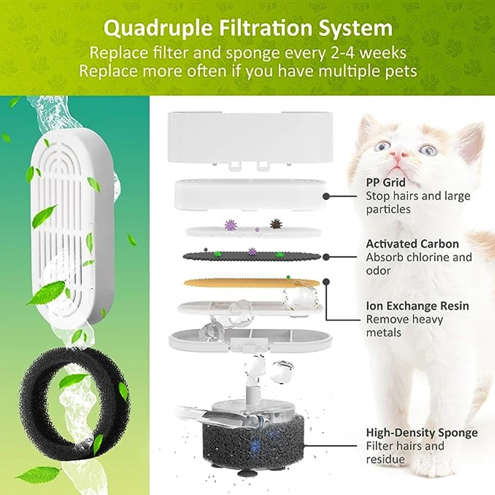 4L Stainless Steel Automatic Pet Water Dispenser Cat Water Fountain Ultra Quiet Dog Water Fountain with Filter Cat Products