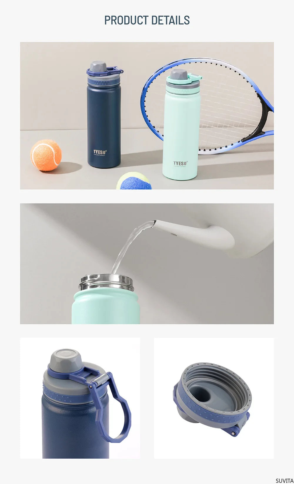 TYESO 530/750ML Vacuum Flasks Stainless Steel Thermos Water Bottle Tumbler Drinkware Keep Cold and Hot Thermal Coffee Mug