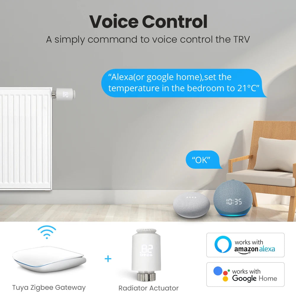 AVATTO Tuya ZigBee3.0 Smart Thermostat Radiator Actuator TRV Thermostatic Valve Controller Works With Alexa Google Home Alice