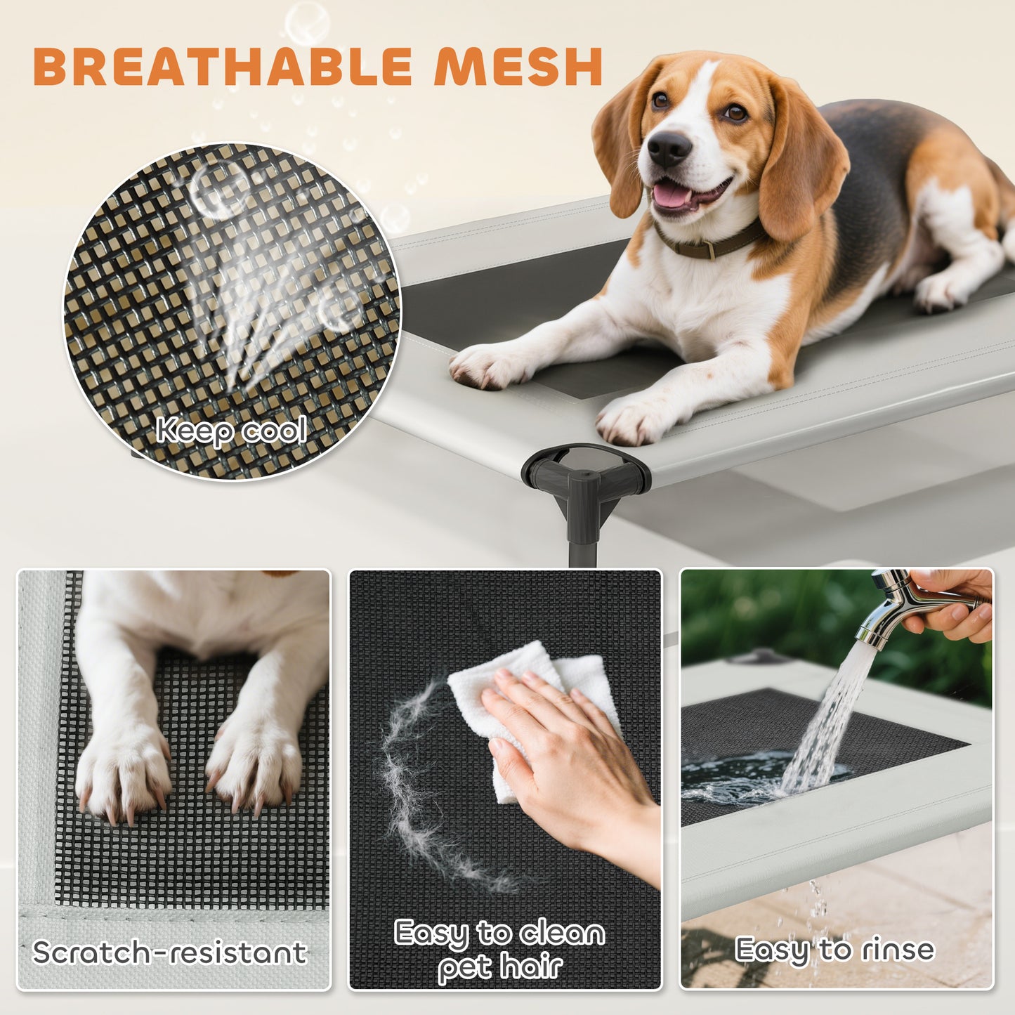 PawHut Portable Elevated Dog Bed with Removable Canopy