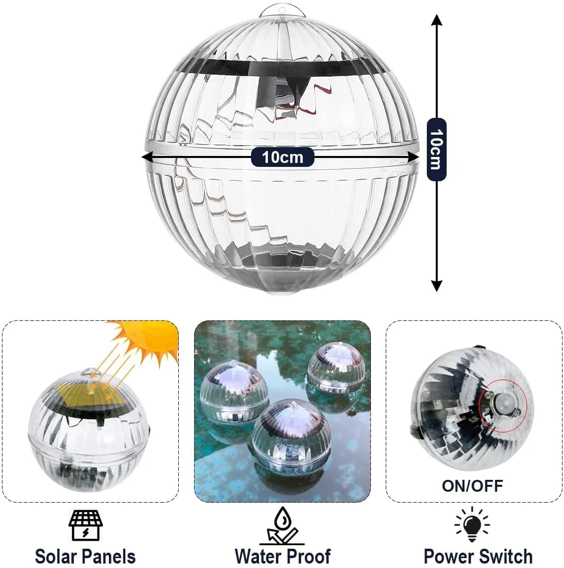 Solar Powered Floating Pool Lights LED