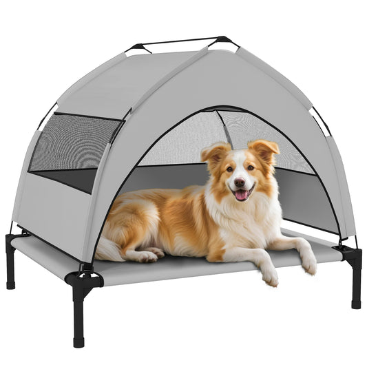 PawHut Portable Elevated Dog Bed with Removable Canopy