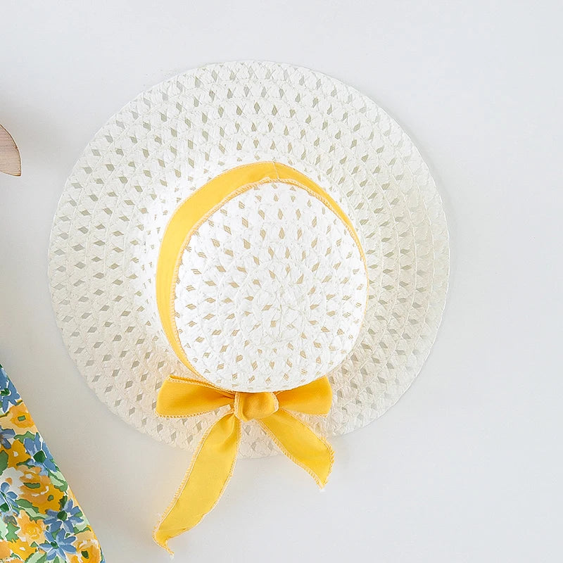 2Pcs/Set Flowers Baby Girl Dresses Summer Fashion Toddler Children Clothes Beach Smooth Dress Kid's Costume Hat 0 To 3 Y