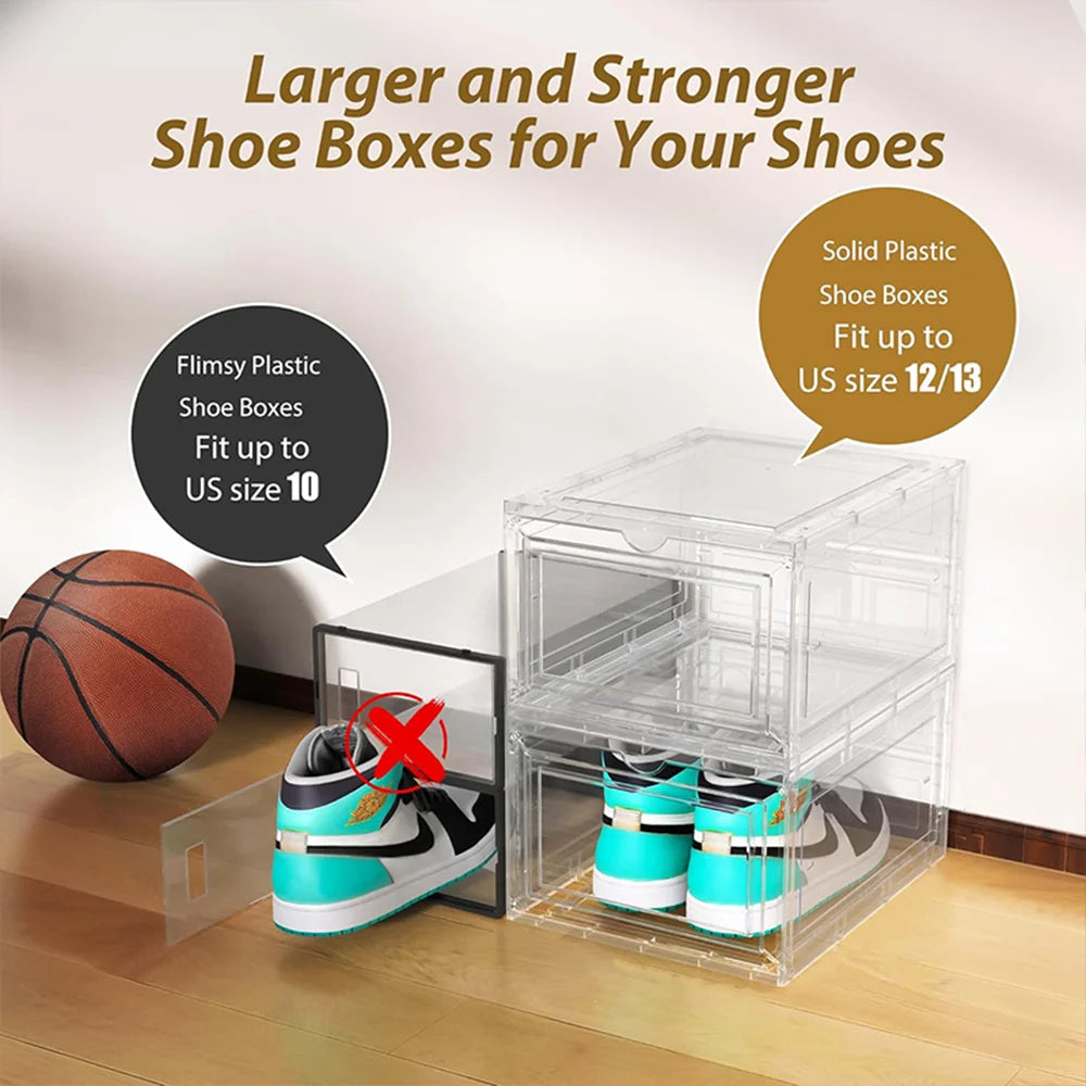 Shoe Storage Box (4pack) Shoes Organizer Auto-Opening White Shoe-shelf Home Furniture Cabinets for Living Room Shoerack Cabinet